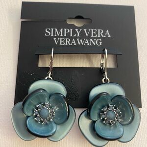 Simply Vera Vera Wang Teal Floral Enamel Drop Earrings